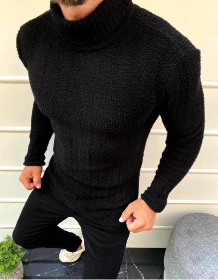 Pánsky sveter s rolákom, čierny