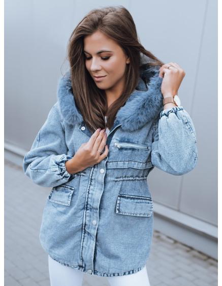 Dámska zimná riflová bunda s kapucňou SASHA modrá