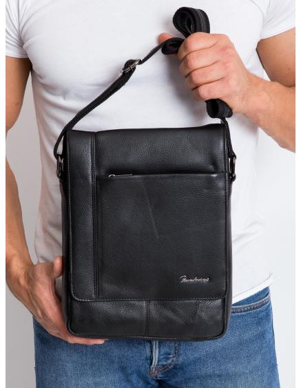 Čierna obdĺžniková pánska kožená taška