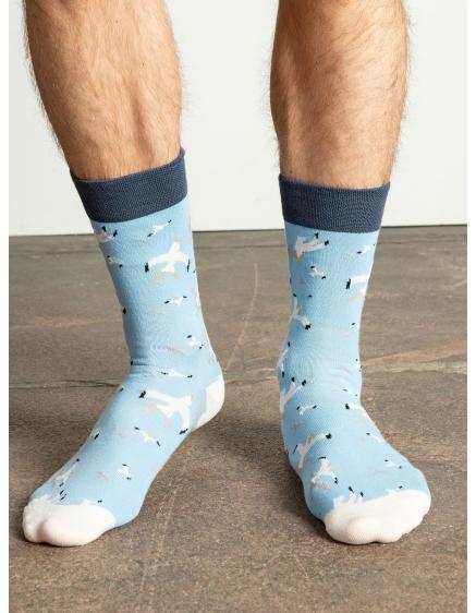 Svetlomodré vzorované pánske ponožky