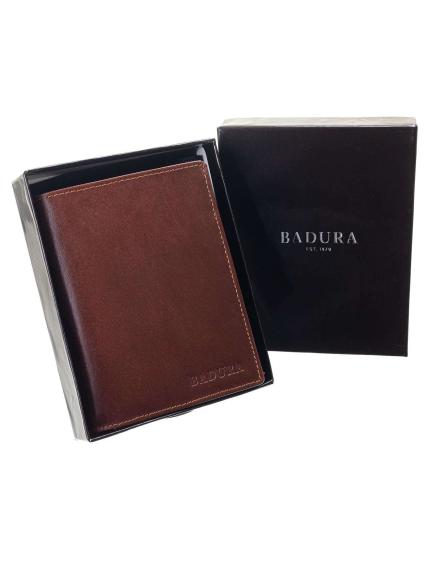 Značka Badura - Hnedá vertikálna pánska peňaženka BADURA