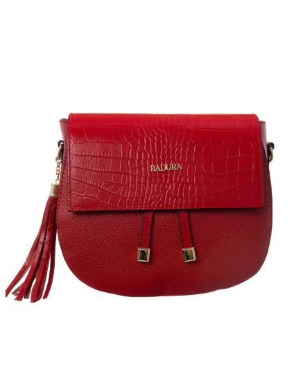 Dámska kožená taška BADURA mini letter červená