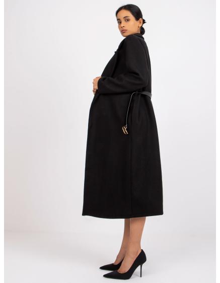 Dámsky kabát s opaskom ORLANDO čierny