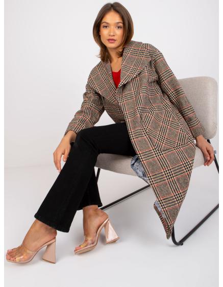 Dámsky vlnený kabát YVONNE čierno-červený